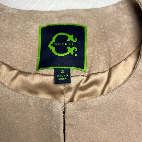 C. Wonder Suede Fringe Jacket Tan Bohemian Festival Boho Leather Blazer - Picture 5 of 12